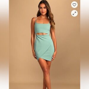 BNWT Cutout On The Town Sage Blue Cutout Bodycon Dress